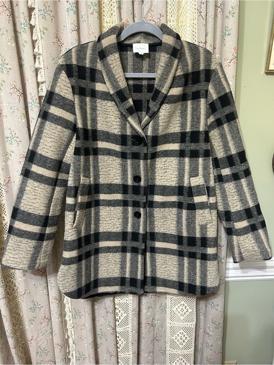 sundays Jackets & Blazers - Sundays by We Are Sundays Owen Coat Plaid Wool Look Jacket Medium Gray Black